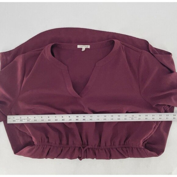 Maurices Maroon Red Cinch Waist Bell Sleeve Chiffon Lined Dress Size XL Career - Picture 9 of 10